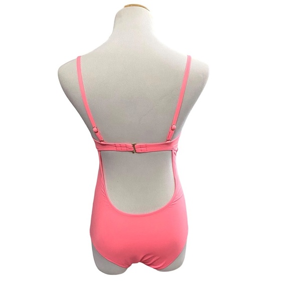 NWOT Shade & Shore Coral Wrap One Piece Swimsuit Bra Size 34B - Picture 3 of 8